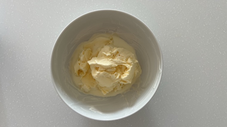 A bowl of homemade ice cream